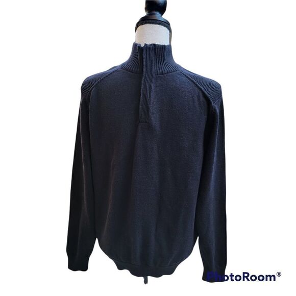 Tasso Elba Men's Black Quarter Zip Sweater with Elbow Patches. Size S. NWT. - Picture 1 of 8